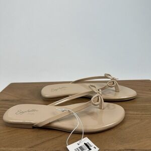 New Womens Seychelles Wish List Nude Beige Bow Thong Flip Flops Sandals Size 5 M